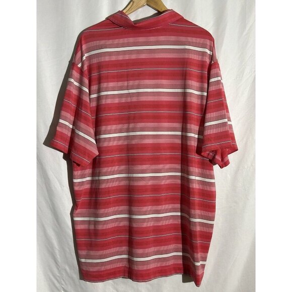 Nike Golf Mens Size XXL Dri Fit Golf Polo Red, Pink Striped Short Sleeve - Picture 6 of 6